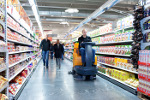 Ride-on machines can clean large floor areas quickly and efficiently.